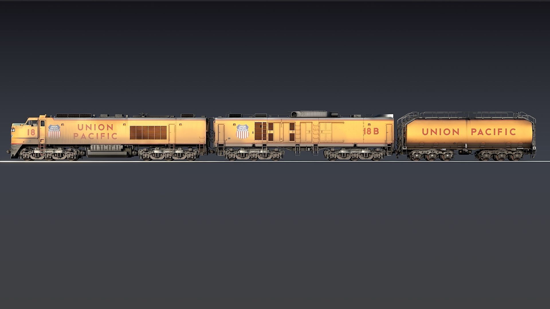 Union Pacific Gas turbine-electric locomotive Low-poly 3D model_5