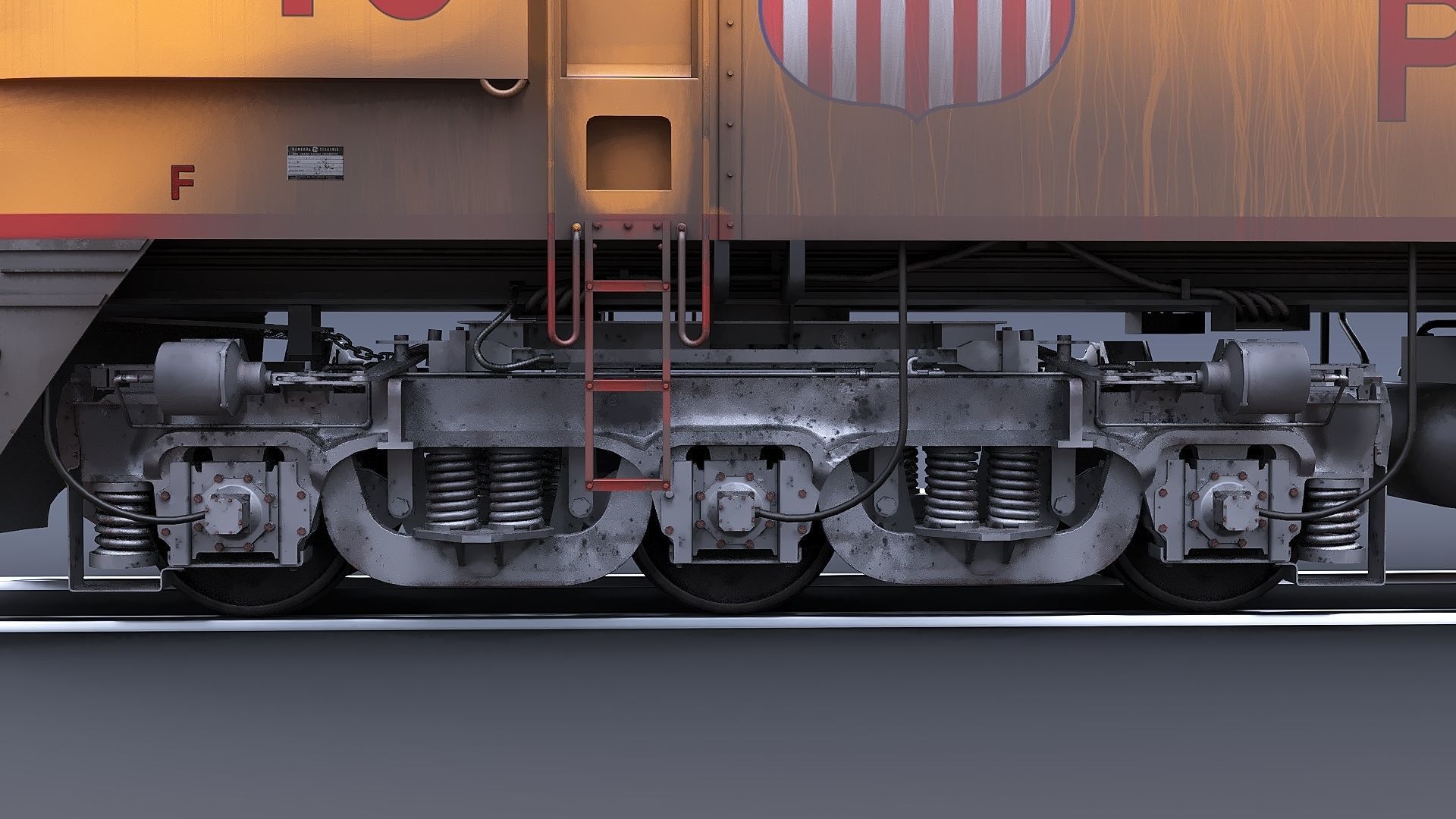 Union Pacific Gas turbine-electric locomotive Low-poly 3D model_52