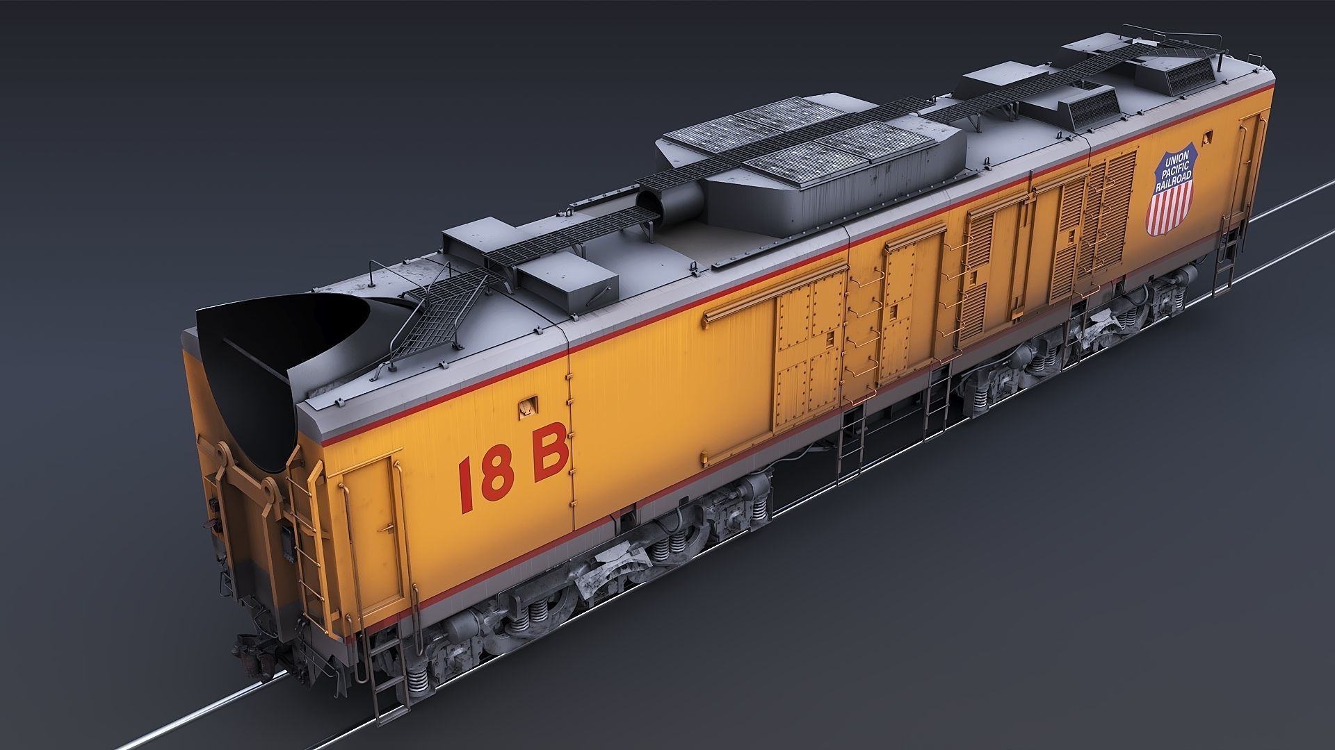 Union Pacific Gas turbine-electric locomotive Low-poly 3D model_37