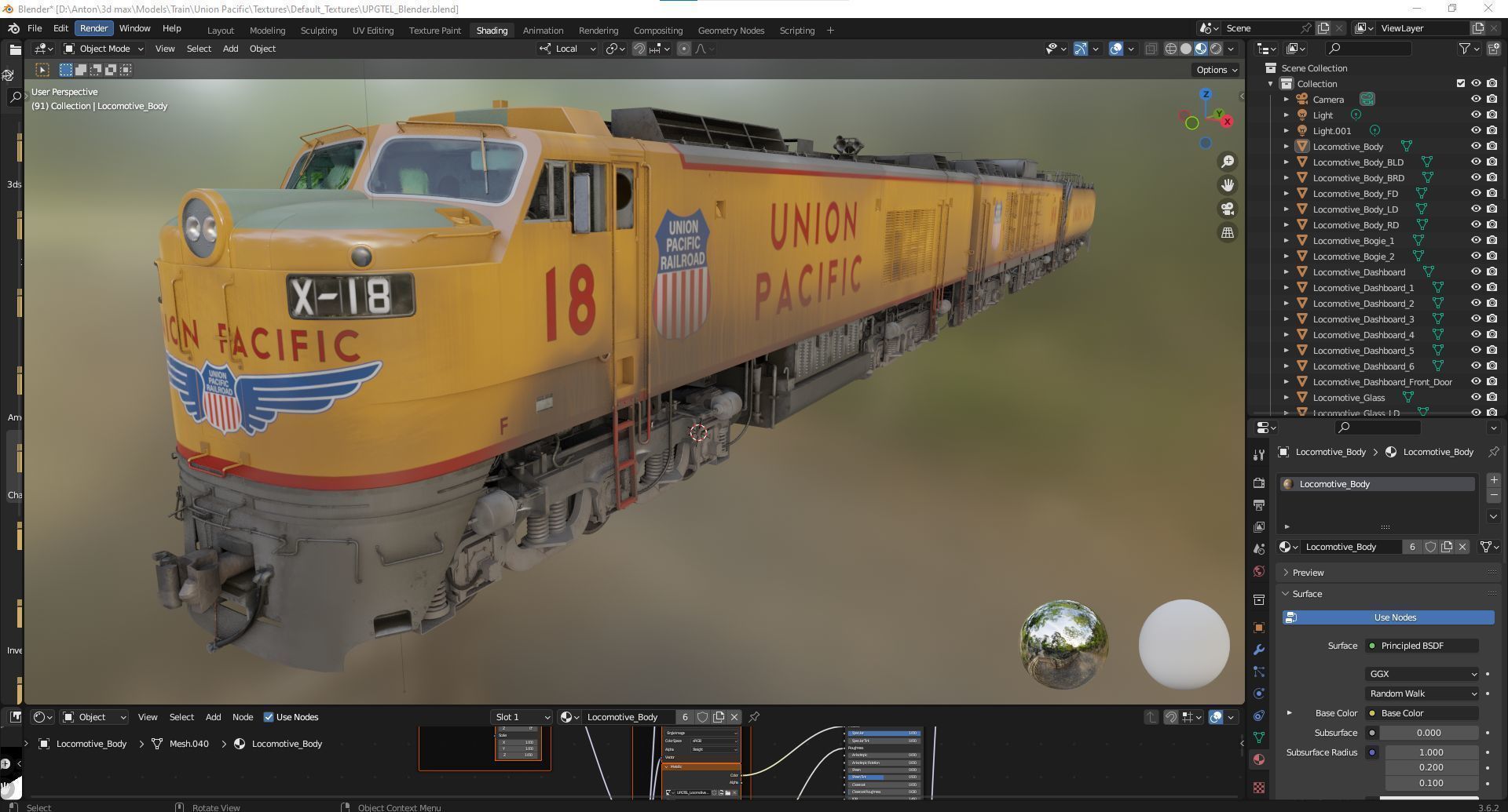 Union Pacific Gas turbine-electric locomotive Low-poly 3D model_91