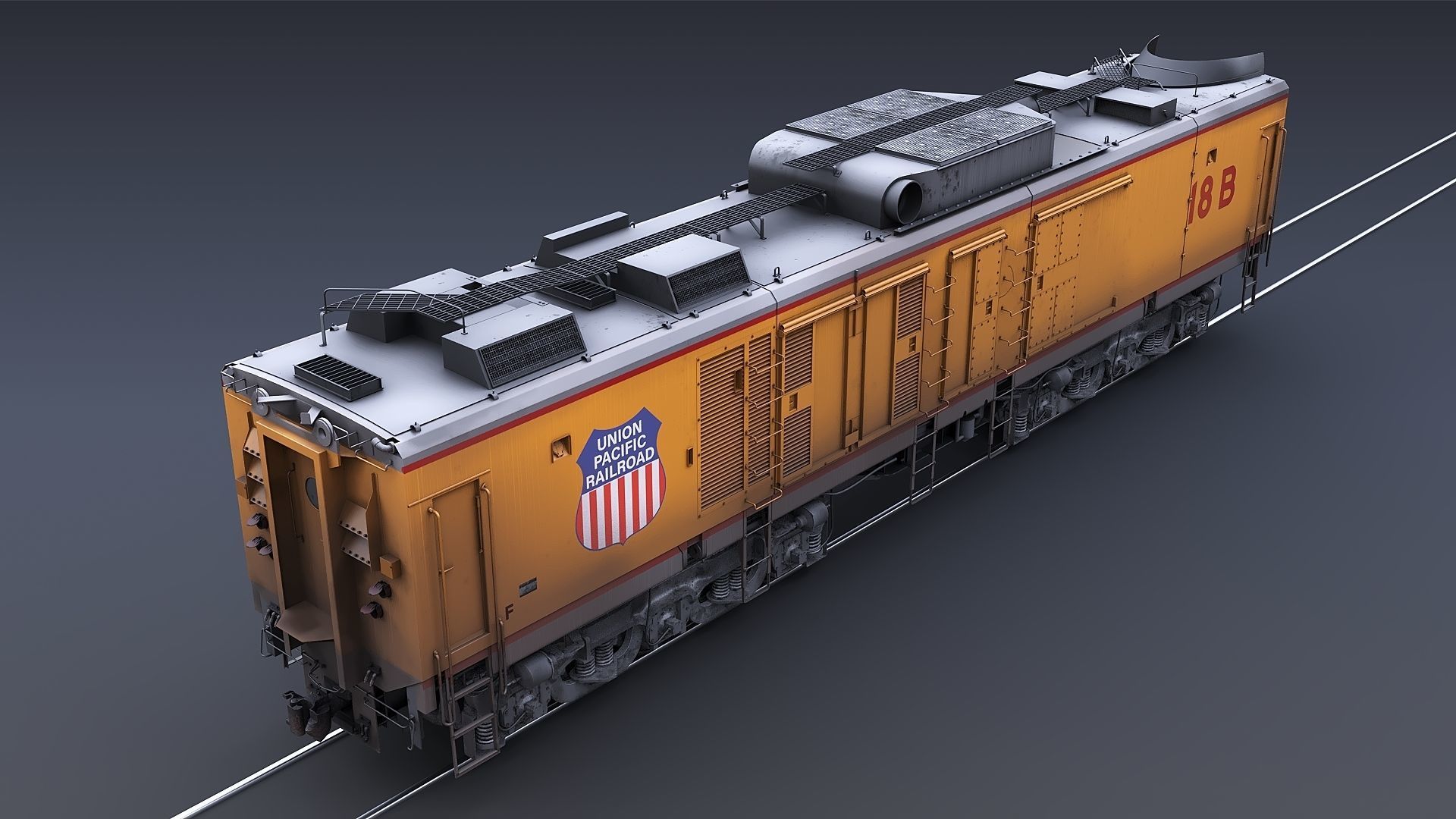 Union Pacific Gas turbine-electric locomotive Low-poly 3D model_38