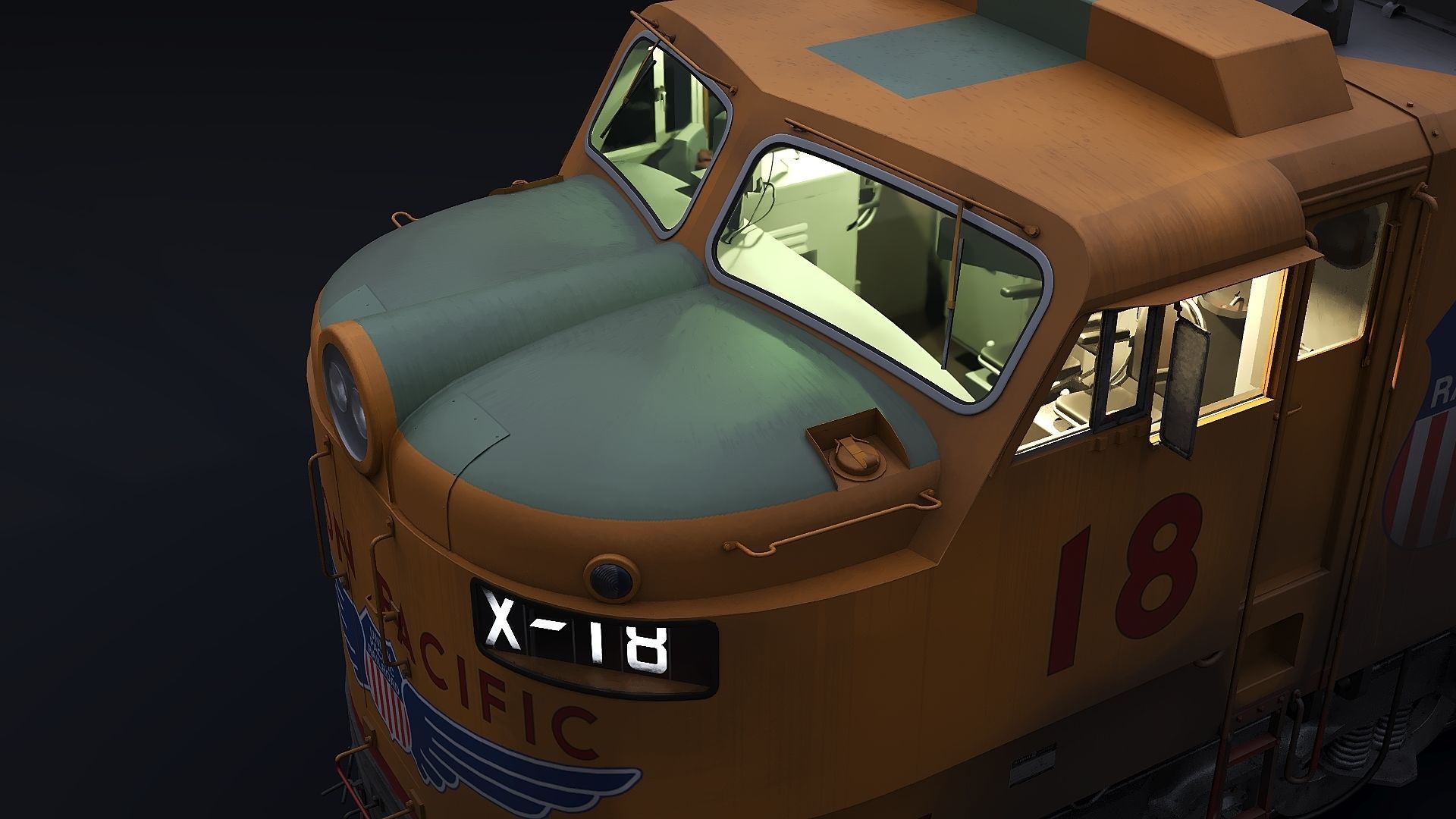 Union Pacific Gas turbine-electric locomotive Low-poly 3D model_55