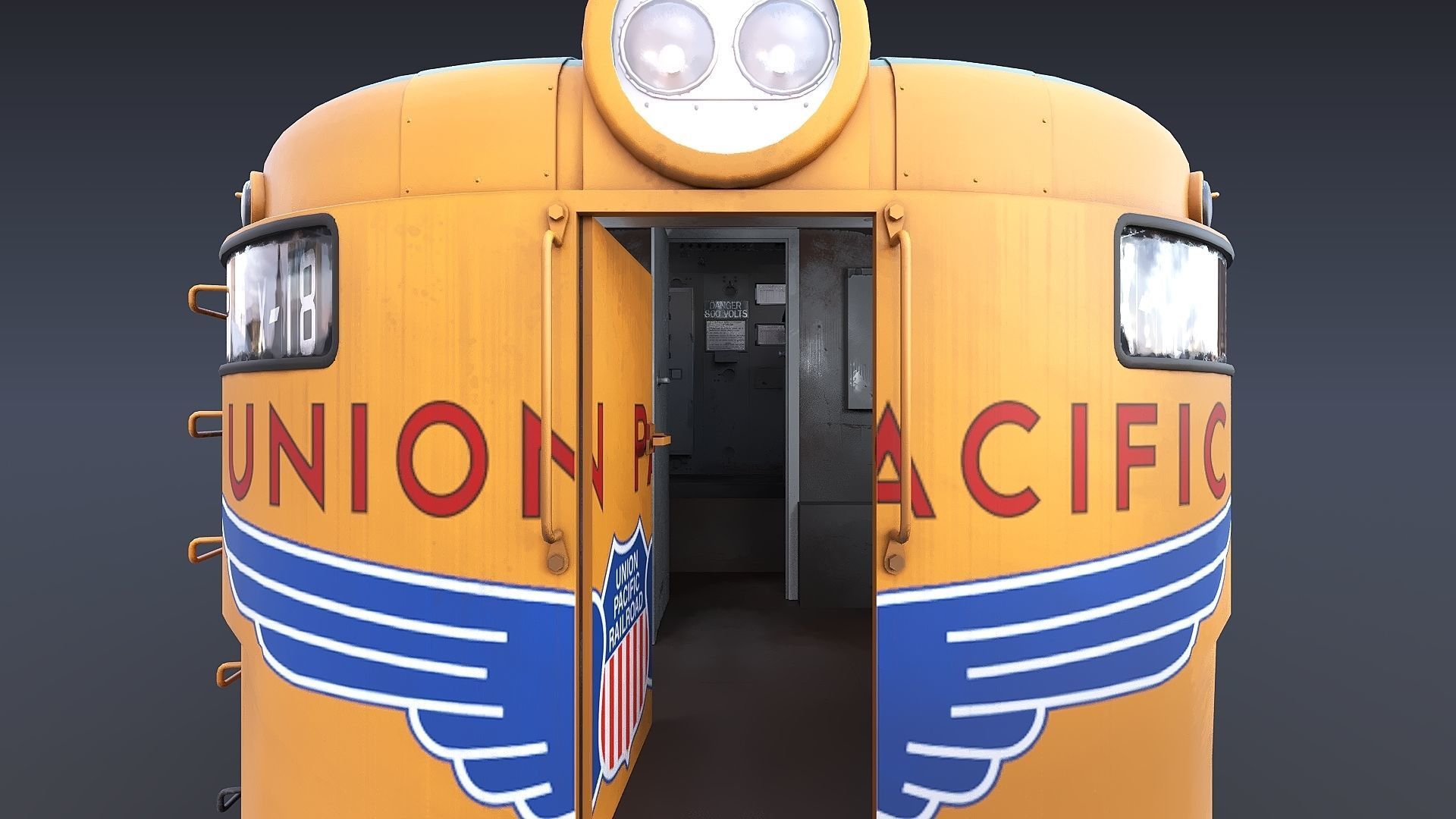 Union Pacific Gas turbine-electric locomotive Low-poly 3D model_29