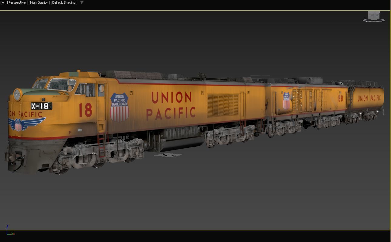 Union Pacific Gas turbine-electric locomotive Low-poly 3D model_92
