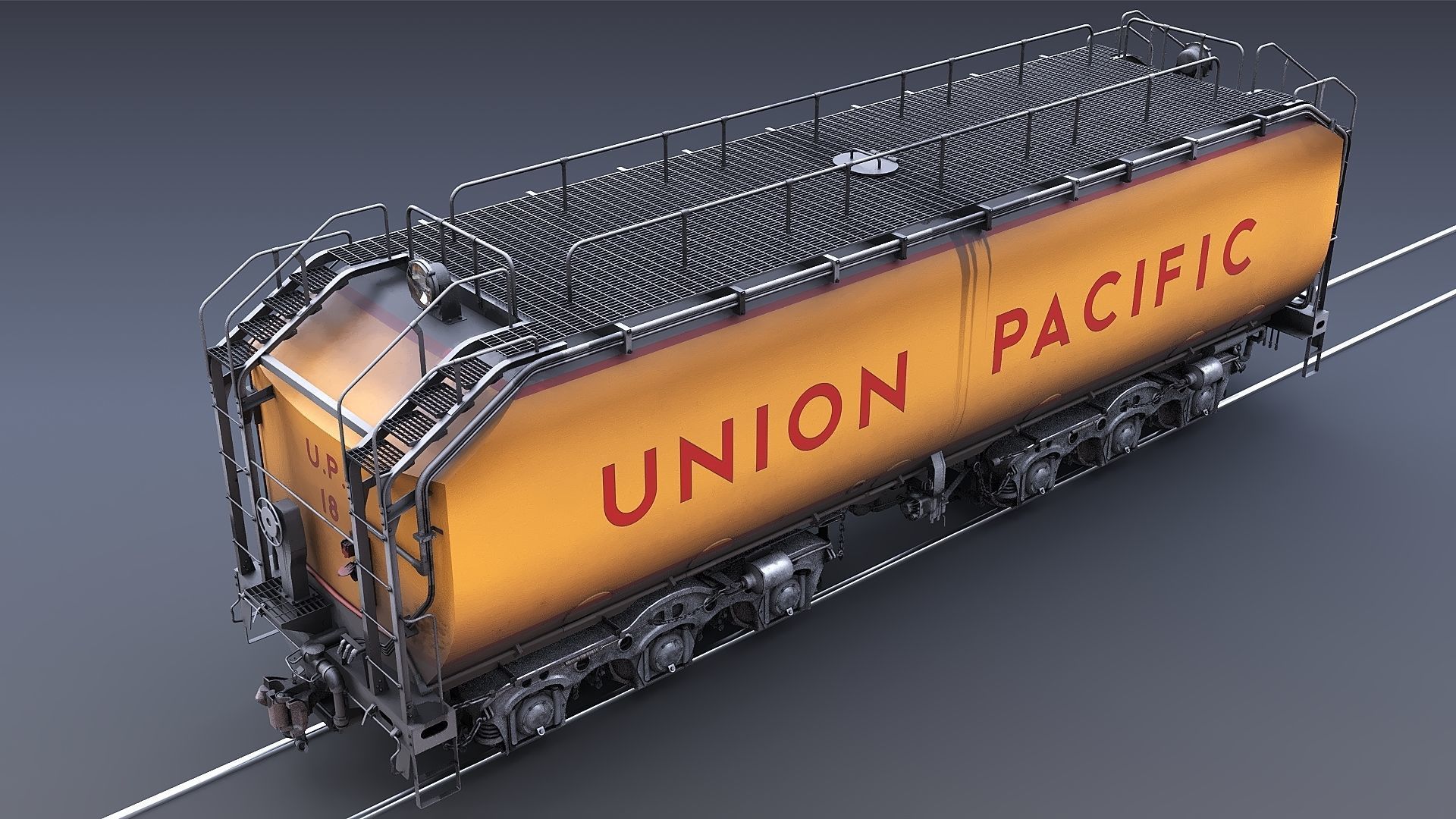 Union Pacific Gas turbine-electric locomotive Low-poly 3D model_44