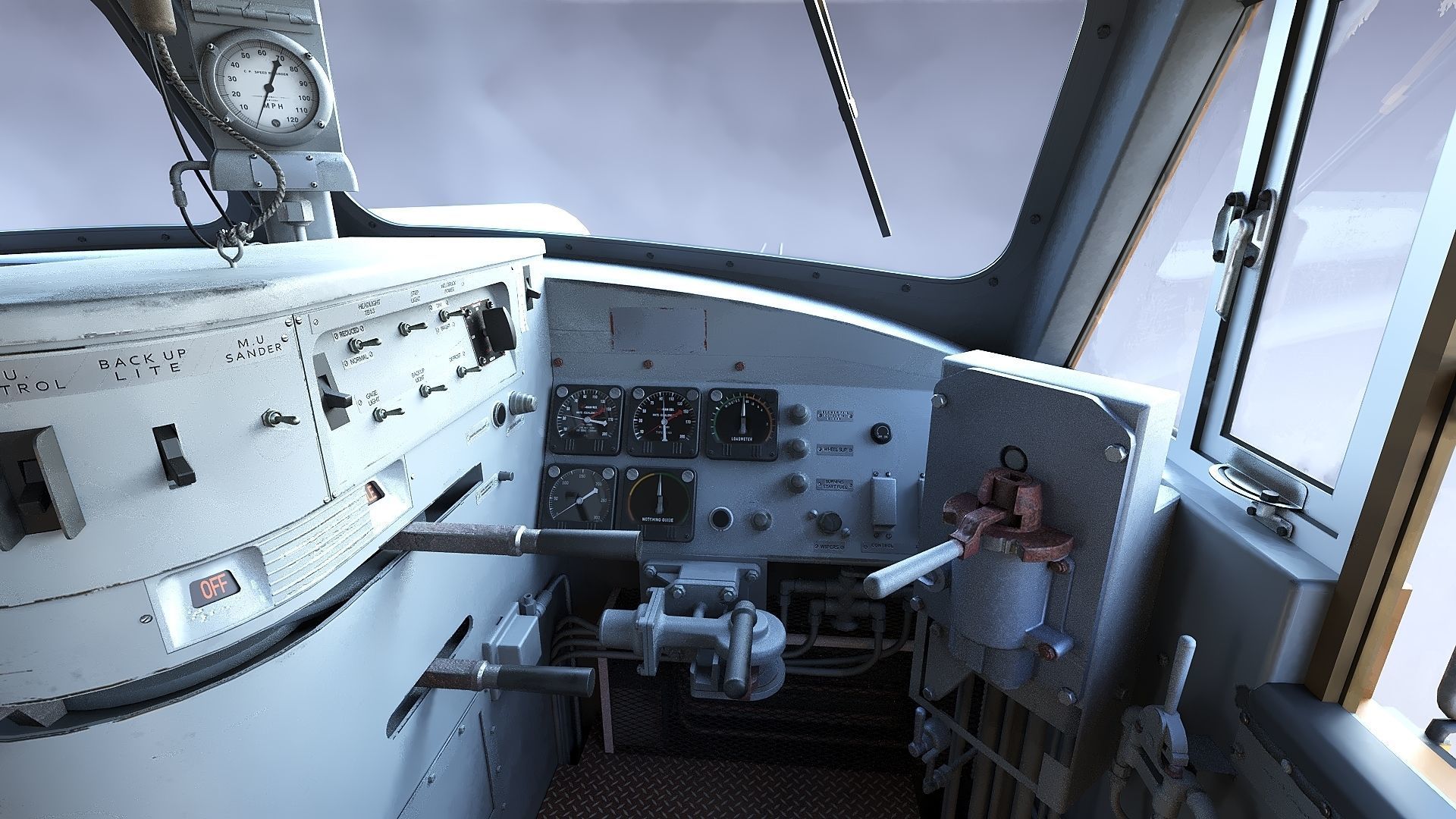 Union Pacific Gas turbine-electric locomotive Low-poly 3D model_22