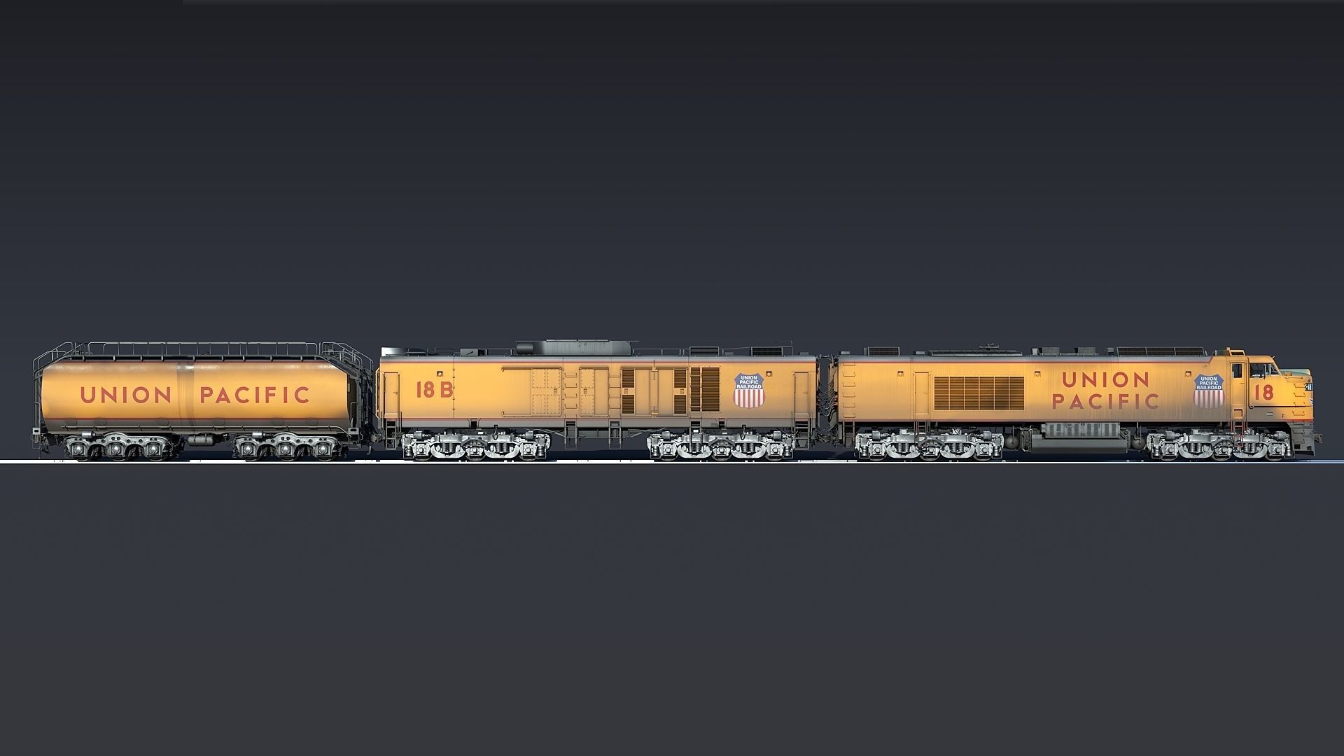 Union Pacific Gas turbine-electric locomotive Low-poly 3D model_9