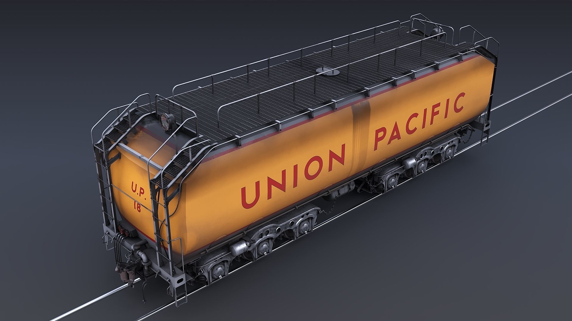 Union Pacific Gas turbine-electric locomotive Low-poly 3D model_43