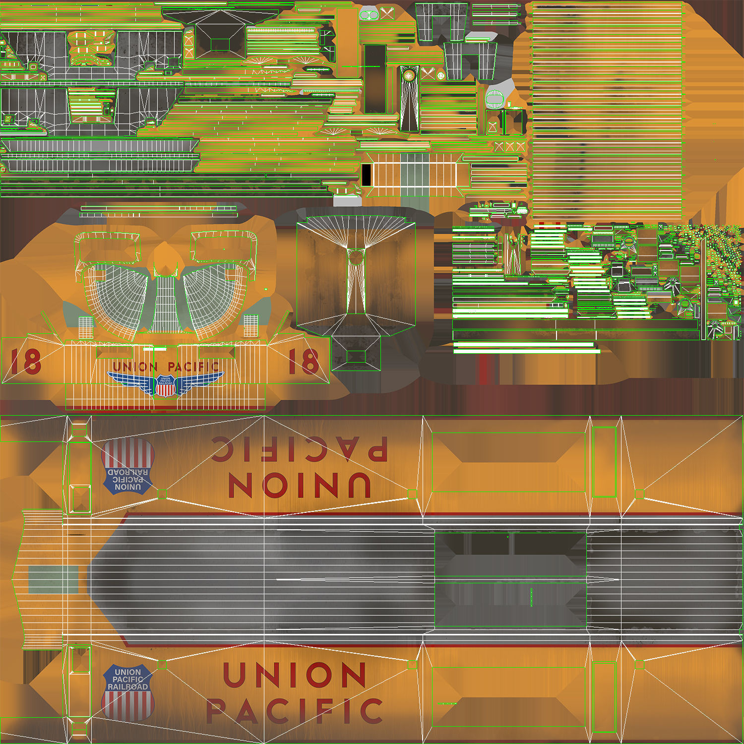 Union Pacific Gas turbine-electric locomotive Low-poly 3D model_94