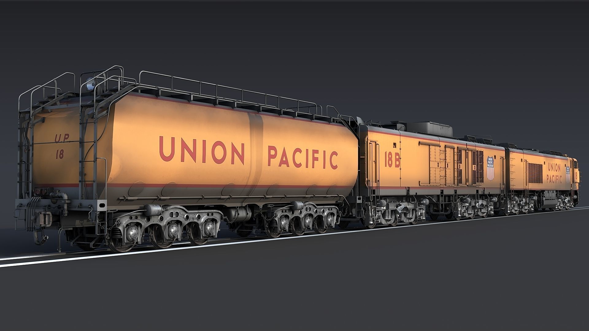 Union Pacific Gas turbine-electric locomotive Low-poly 3D model_8
