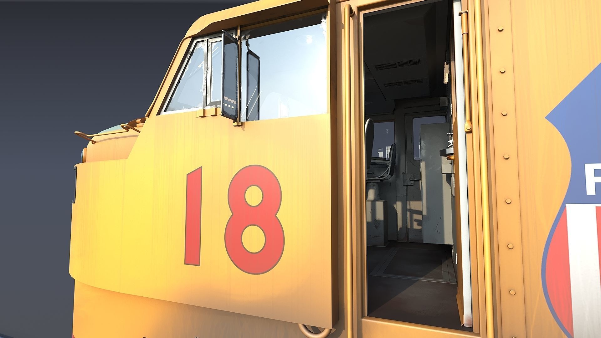 Union Pacific Gas turbine-electric locomotive Low-poly 3D model_17