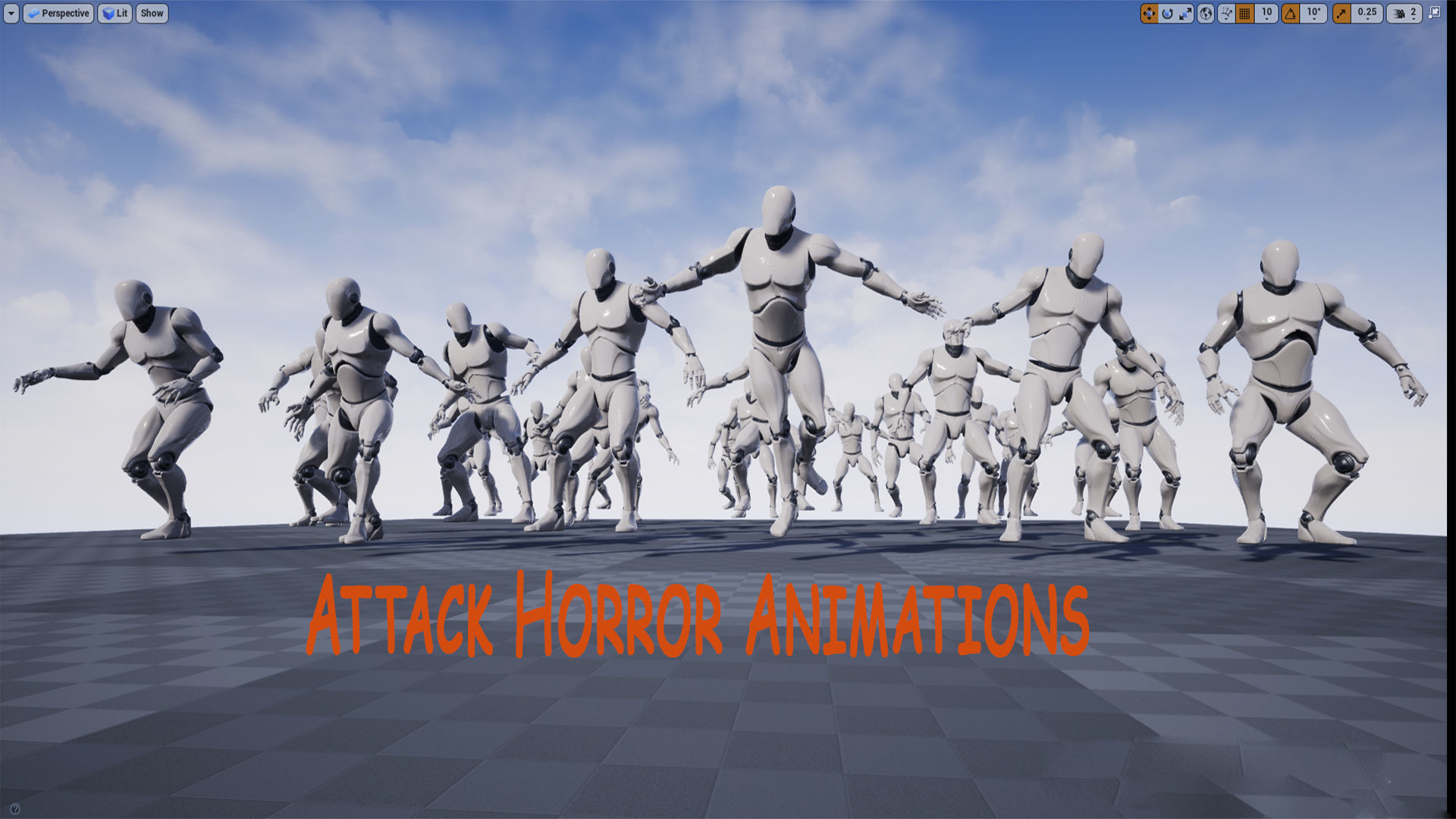 Attack Horror Animations  25 dynamic animations for UE4 skeleton Low-poly 3D model_14
