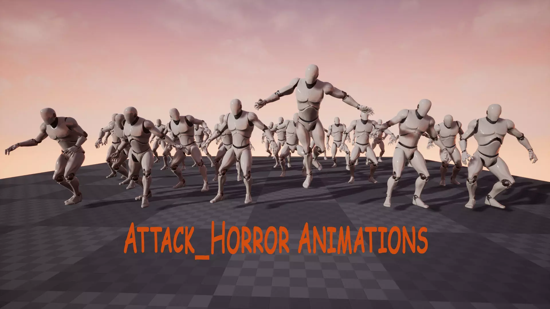 Attack Horror Animations  25 dynamic animations for UE4 skeleton Low-poly 3D model_0
