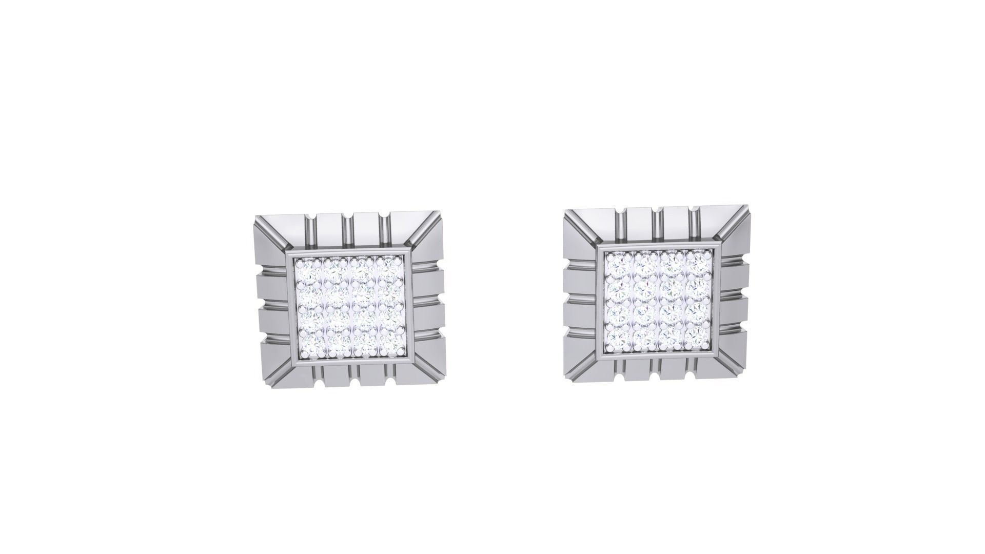 Square Diamond Studs Earrings stl obj mtl 3mf obj gltb glb 3D print model_5