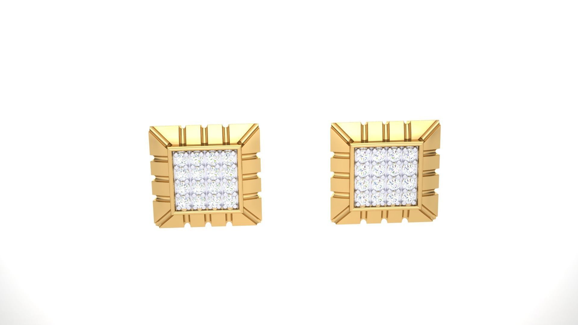 Square Diamond Studs Earrings stl obj mtl 3mf obj gltb glb 3D print model_4