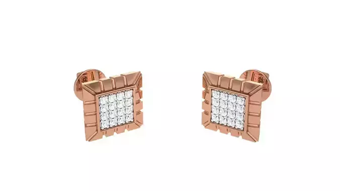 Square Diamond Studs Earrings stl obj mtl 3mf obj gltb glb