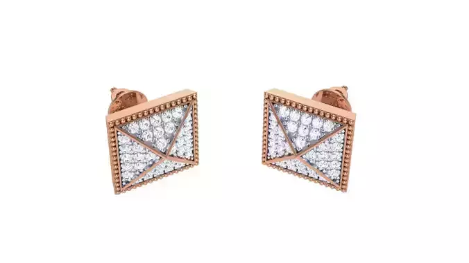 Pyramids Diamond Studs Earrings stl obj mtl 3mf obj gltb glb