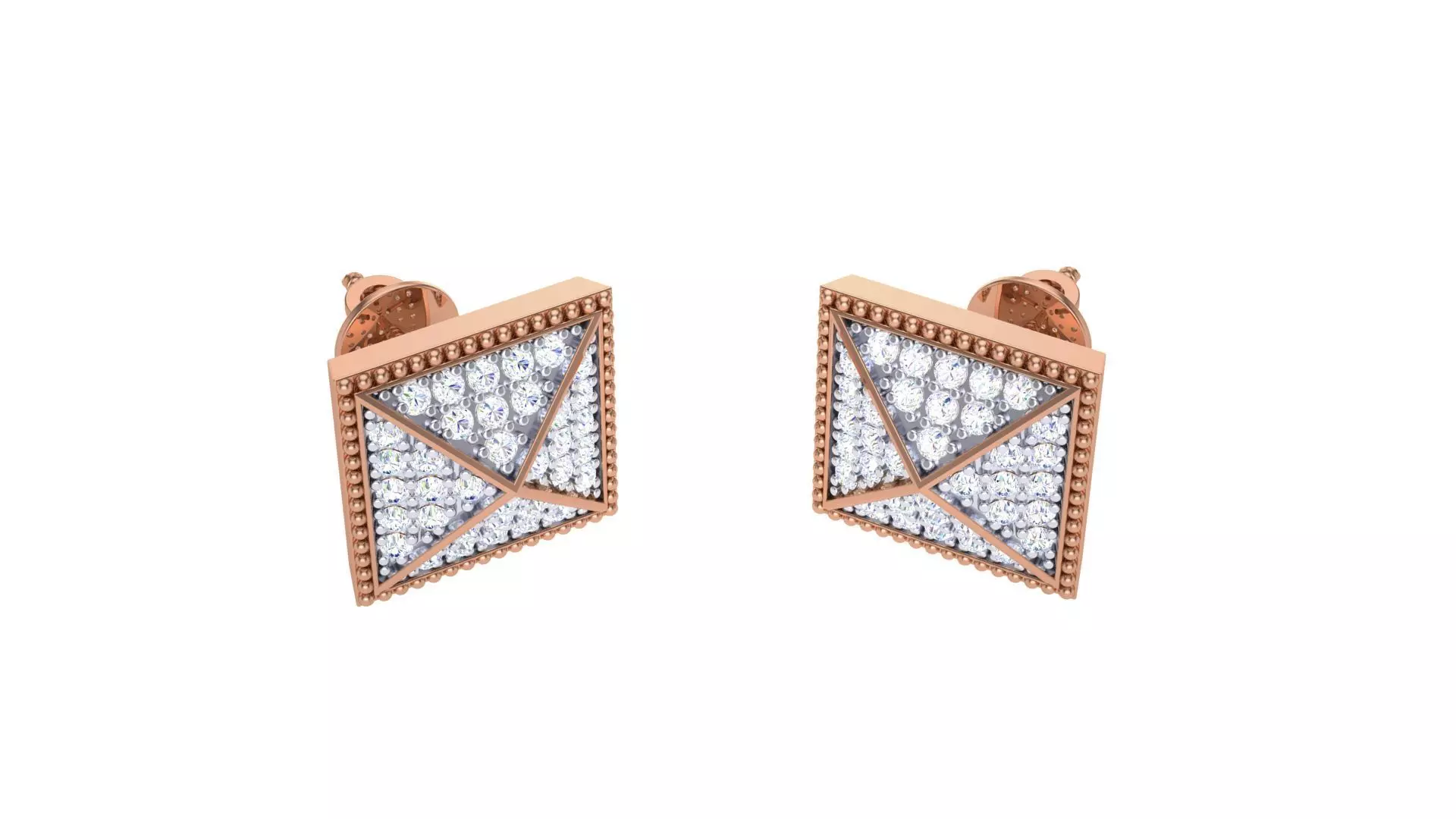 Pyramids Diamond Studs Earrings stl obj mtl 3mf obj gltb glb 3D print model_0