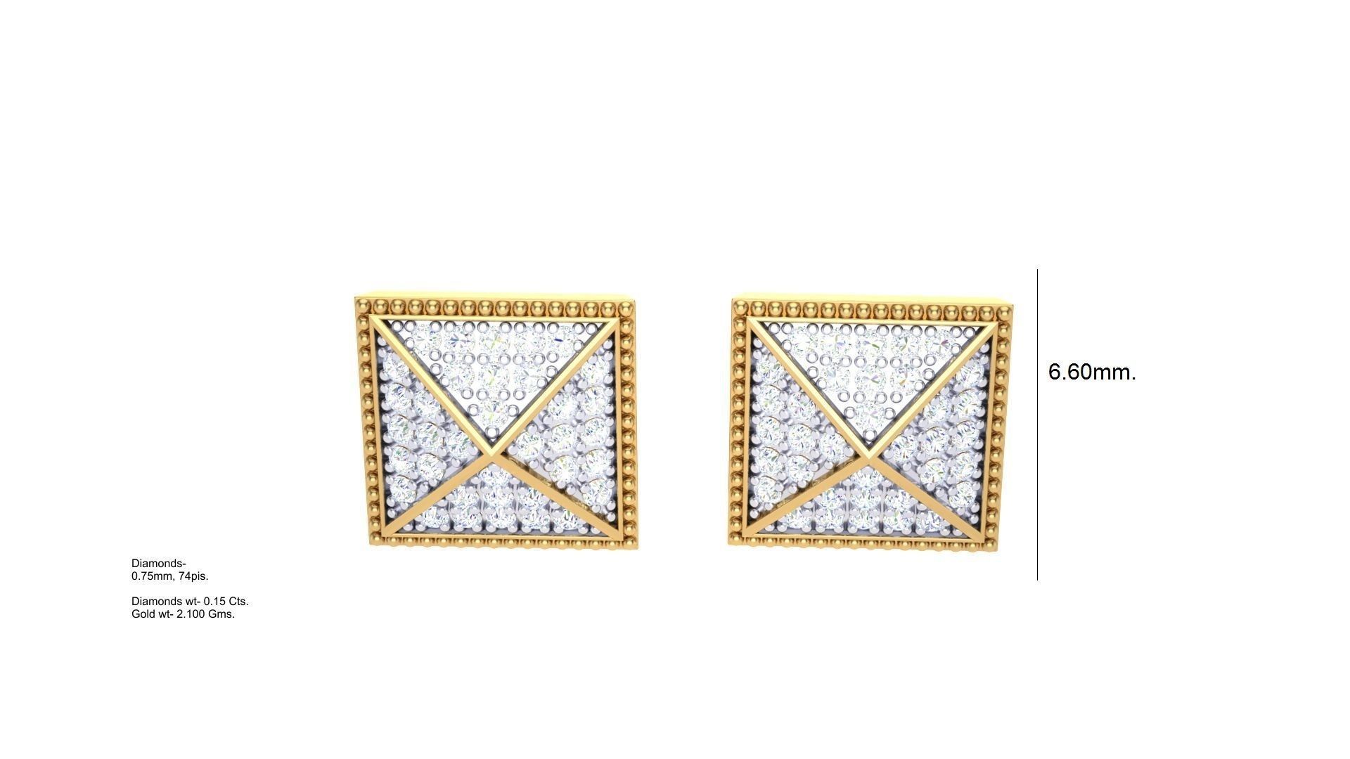 Pyramids Diamond Studs Earrings stl obj mtl 3mf obj gltb glb 3D print model_3