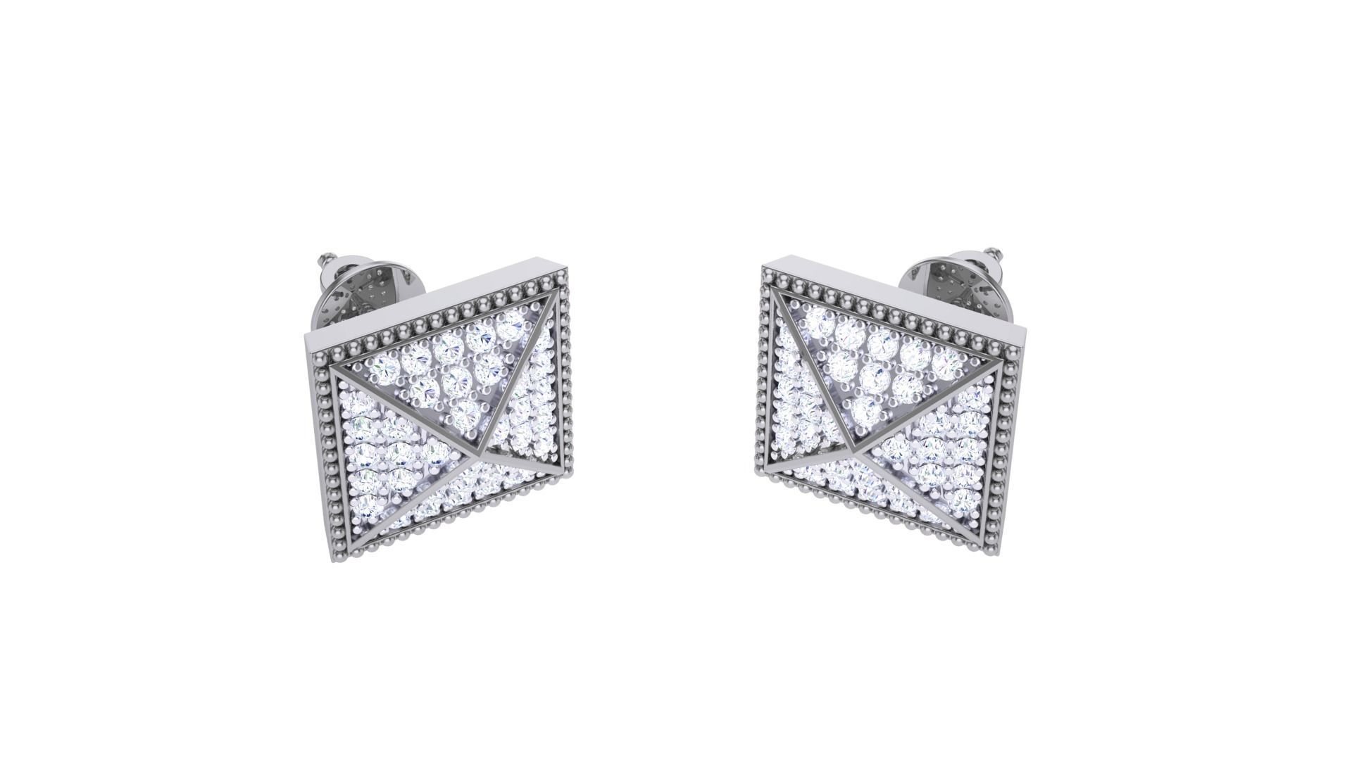 Pyramids Diamond Studs Earrings stl obj mtl 3mf obj gltb glb 3D print model_2