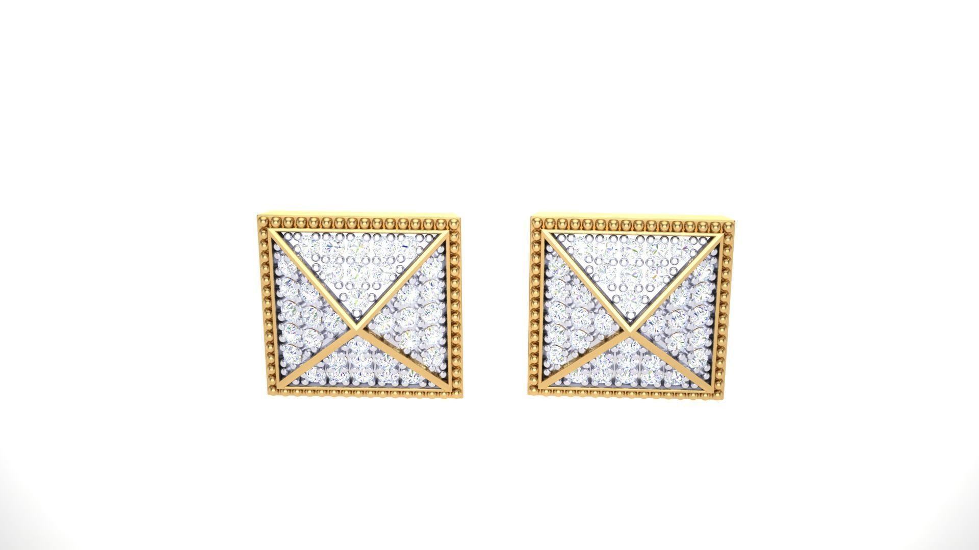Pyramids Diamond Studs Earrings stl obj mtl 3mf obj gltb glb 3D print model_6