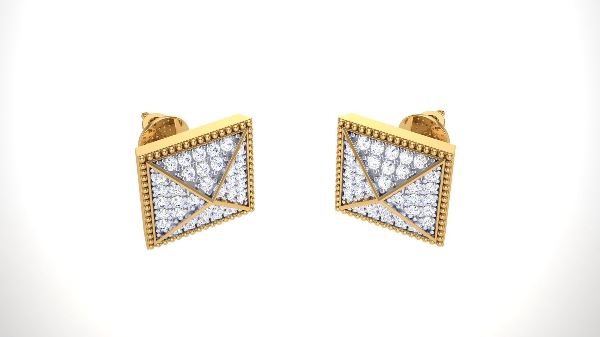 Pyramids Diamond Studs Earrings stl obj mtl 3mf obj gltb glb 3D print model_1