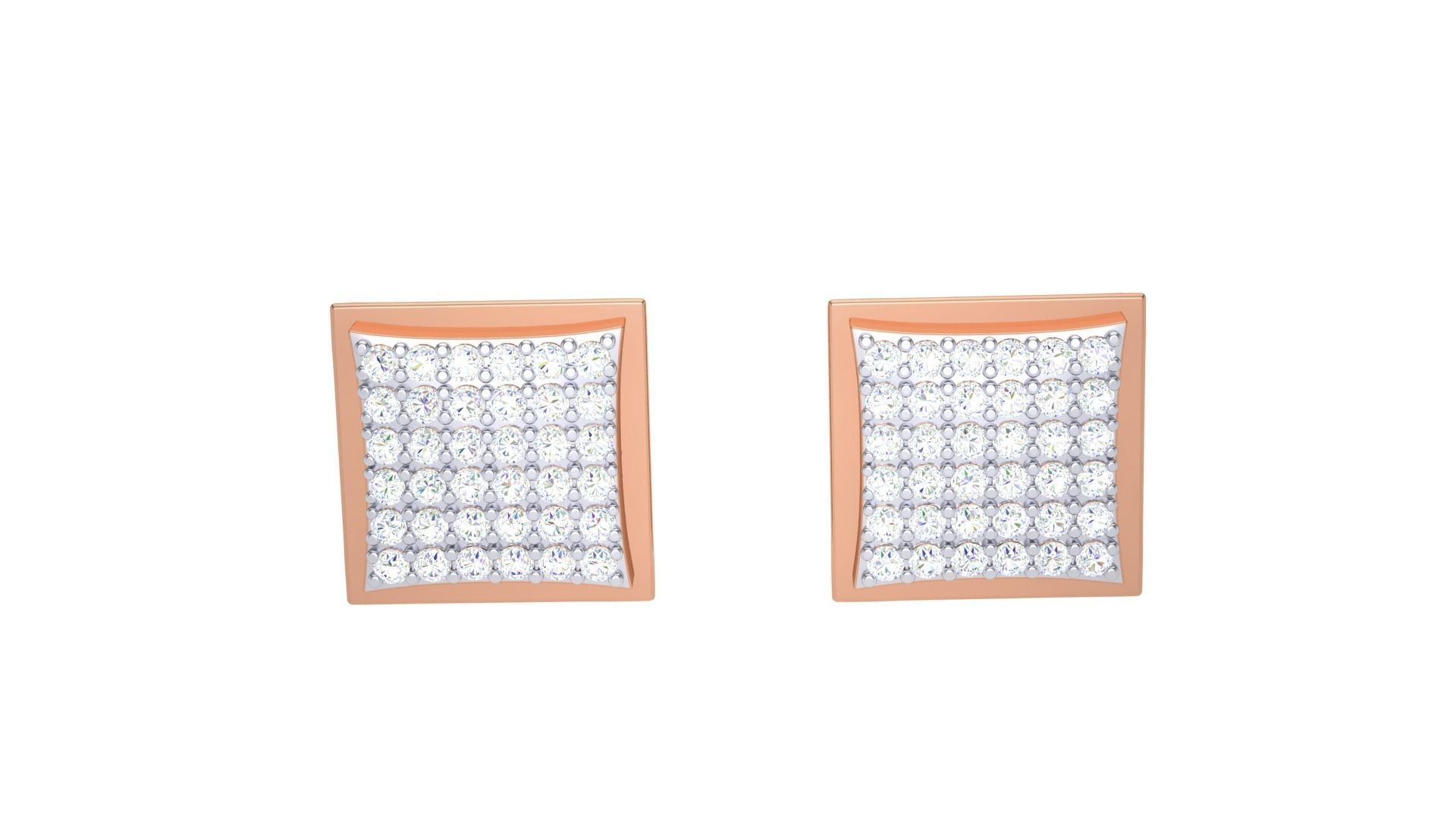 Square Diamond Studs Earrings stl obj mtl 3mf obj gltb glb 3D print model_4