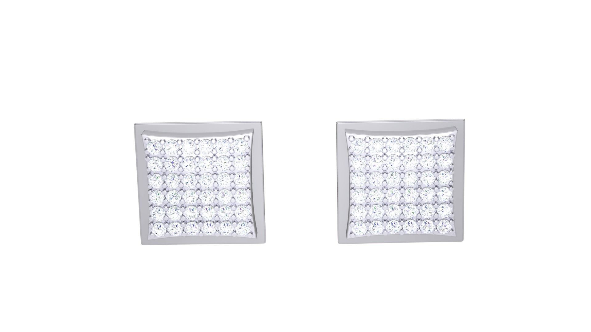 Square Diamond Studs Earrings stl obj mtl 3mf obj gltb glb 3D print model_5