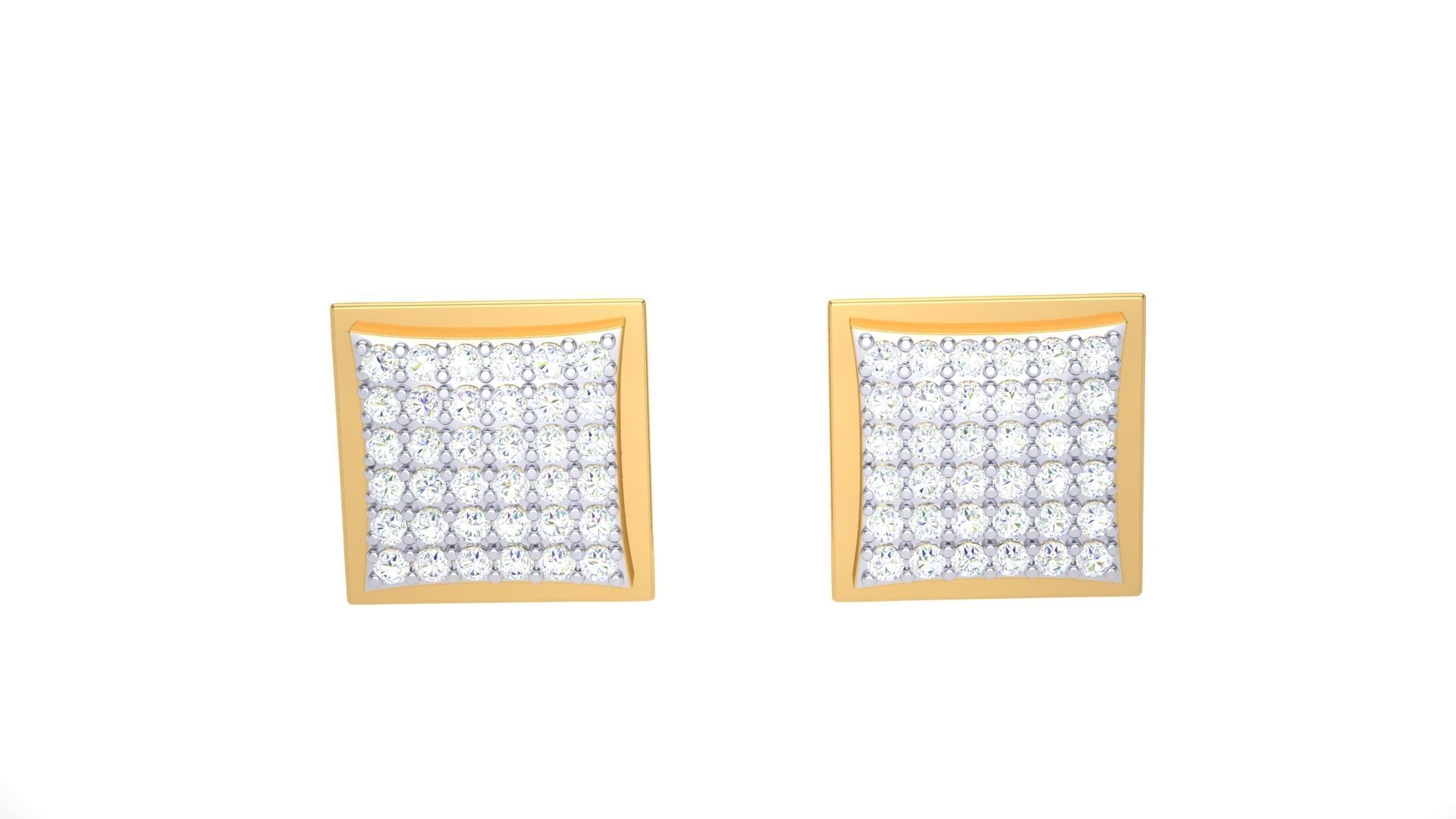 Square Diamond Studs Earrings stl obj mtl 3mf obj gltb glb 3D print model_6