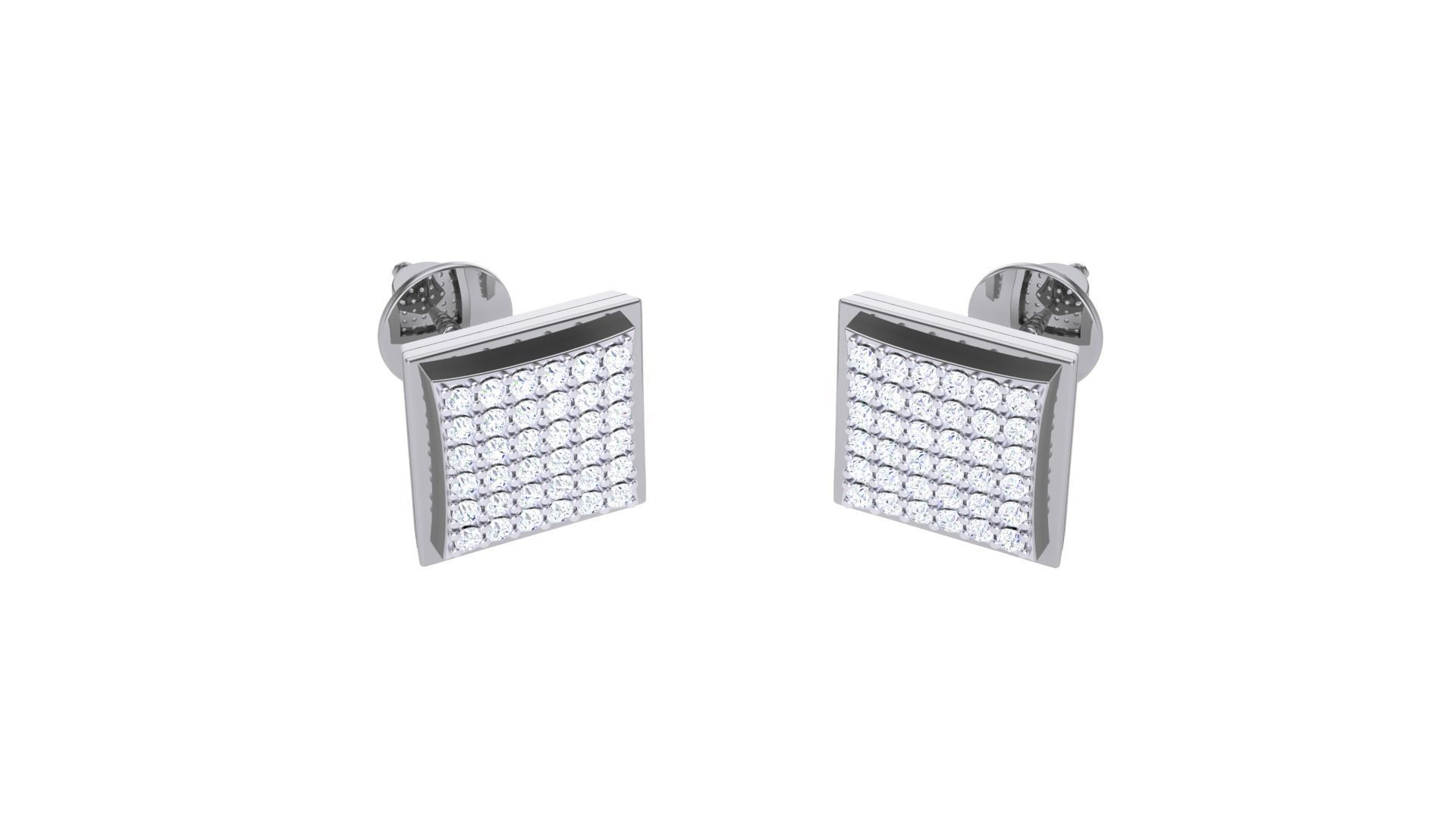 Square Diamond Studs Earrings stl obj mtl 3mf obj gltb glb 3D print model_1