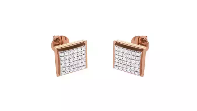 Square Diamond Studs Earrings stl obj mtl 3mf obj gltb glb