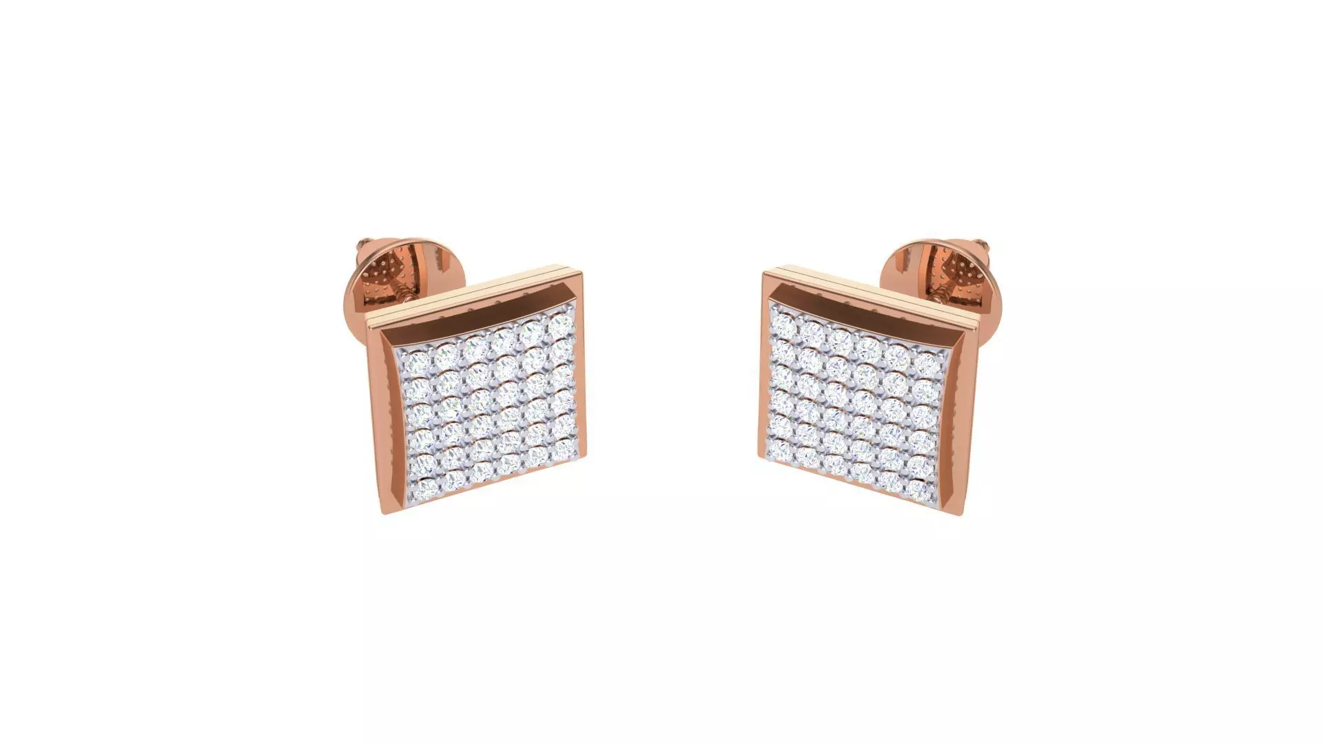 Square Diamond Studs Earrings stl obj mtl 3mf obj gltb glb 3D print model_0