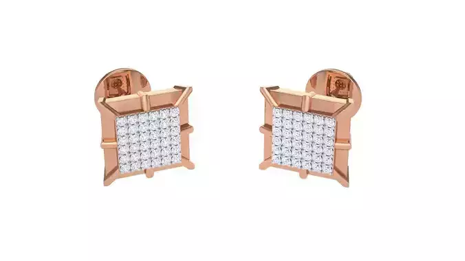 Square Diamond Studs Earrings stl obj mtl 3mf obj gltb glb