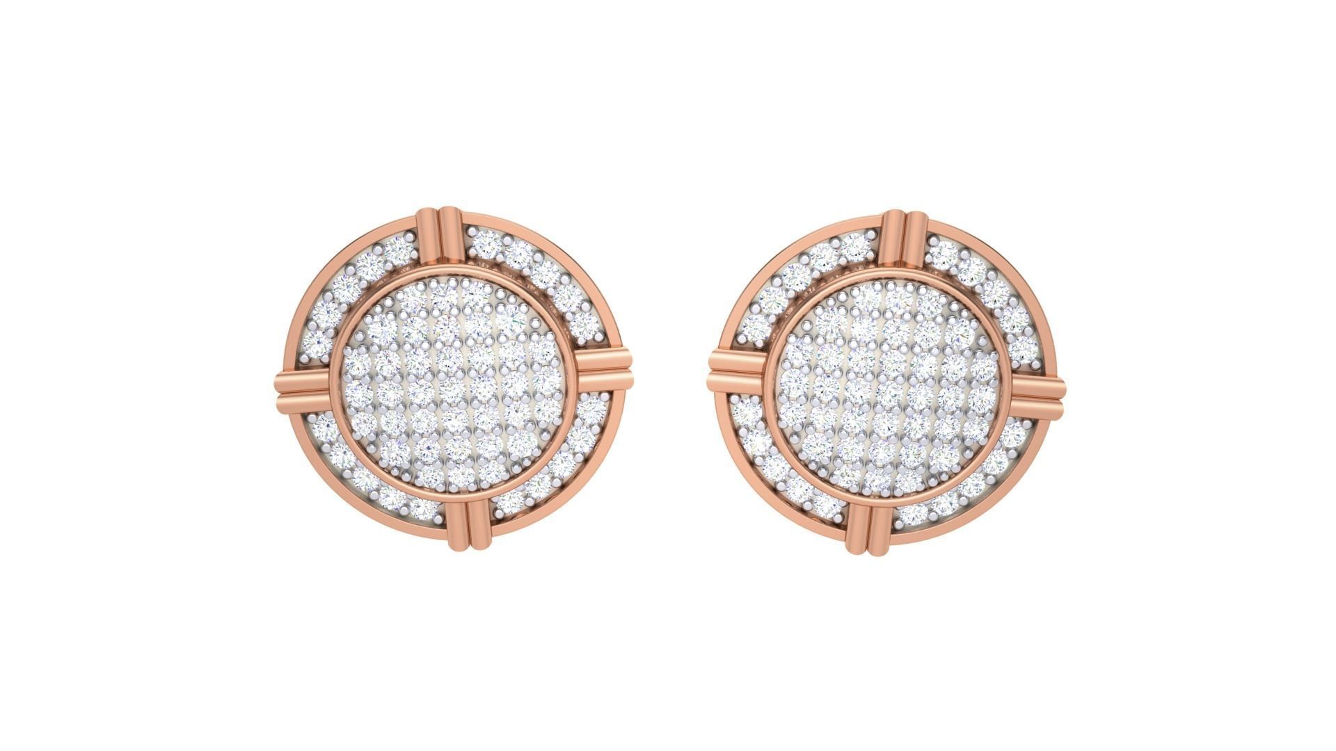 Round Diamond Button Studs Earrings stl obj mtl 3mf obj gltb glb 3D print model_4