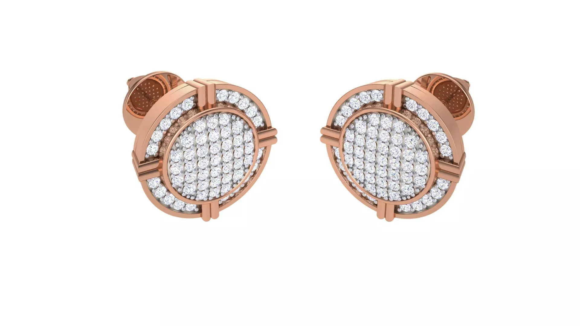 Round Diamond Button Studs Earrings stl obj mtl 3mf obj gltb glb 3D print model_0