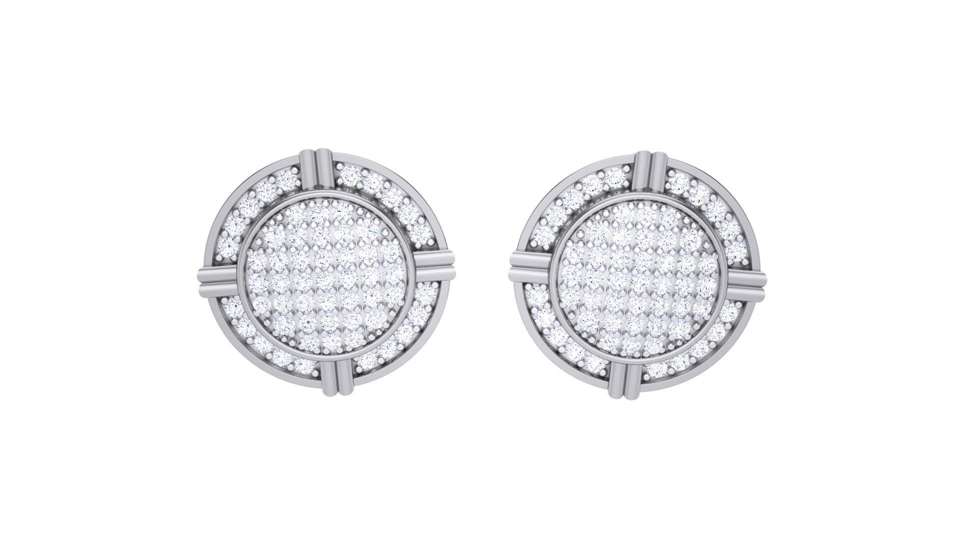 Round Diamond Button Studs Earrings stl obj mtl 3mf obj gltb glb 3D print model_5