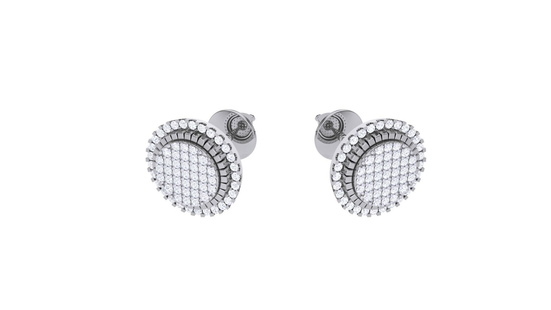 Round Diamond Earrings stl obj mtl 3mf obj gltb glb 3D print model_1