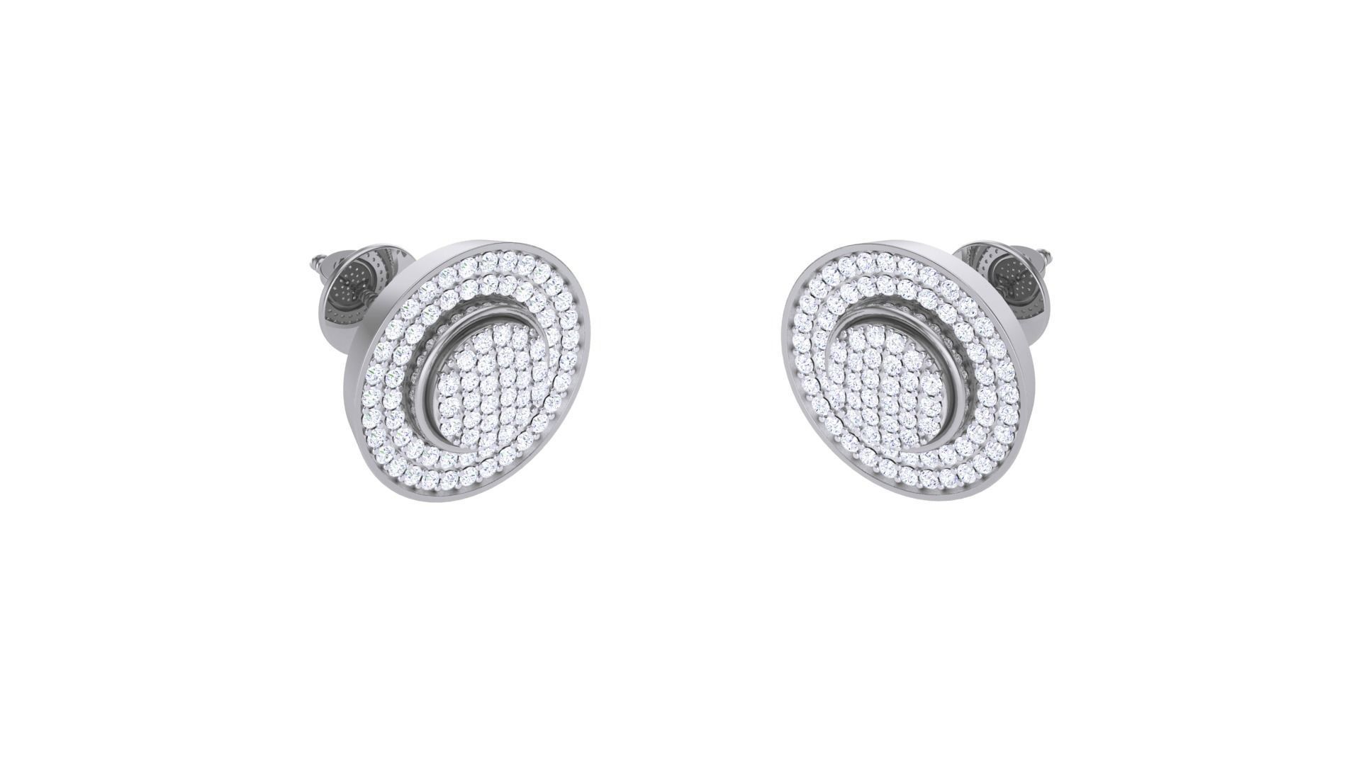 Round Diamond Earrings stl obj mtl 3mf obj gltb glb 3D print model_1