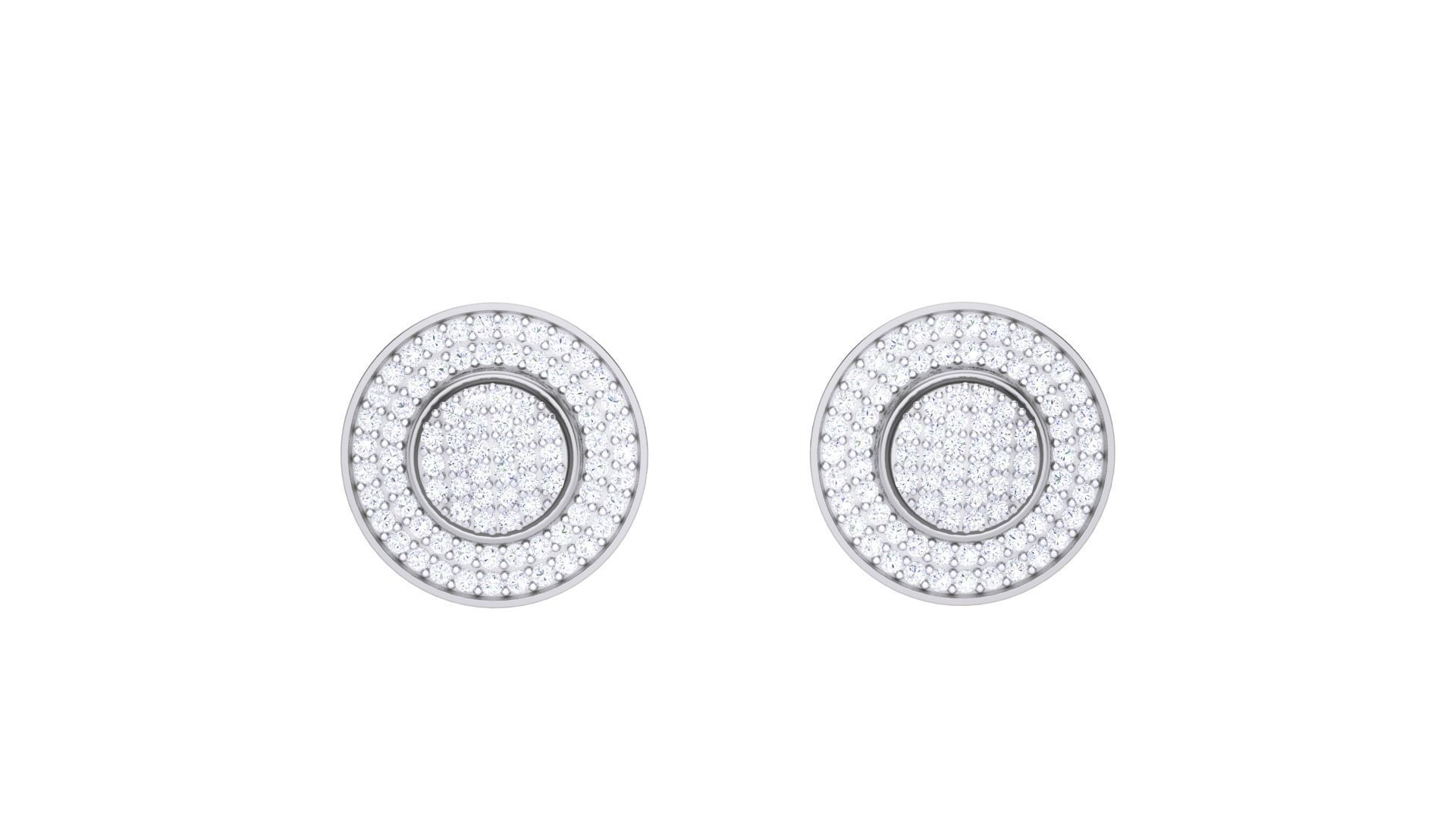 Round Diamond Earrings stl obj mtl 3mf obj gltb glb 3D print model_5