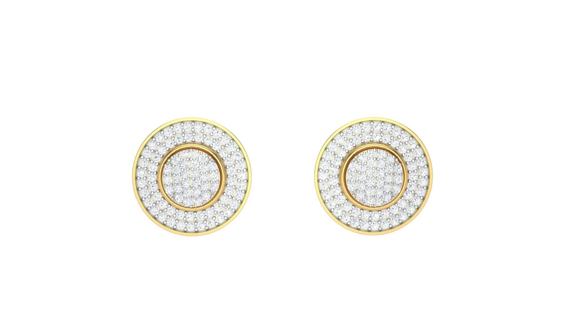 Round Diamond Earrings stl obj mtl 3mf obj gltb glb 3D print model_6