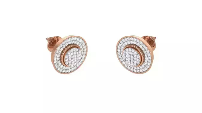 Round Diamond Earrings stl obj mtl 3mf obj gltb glb