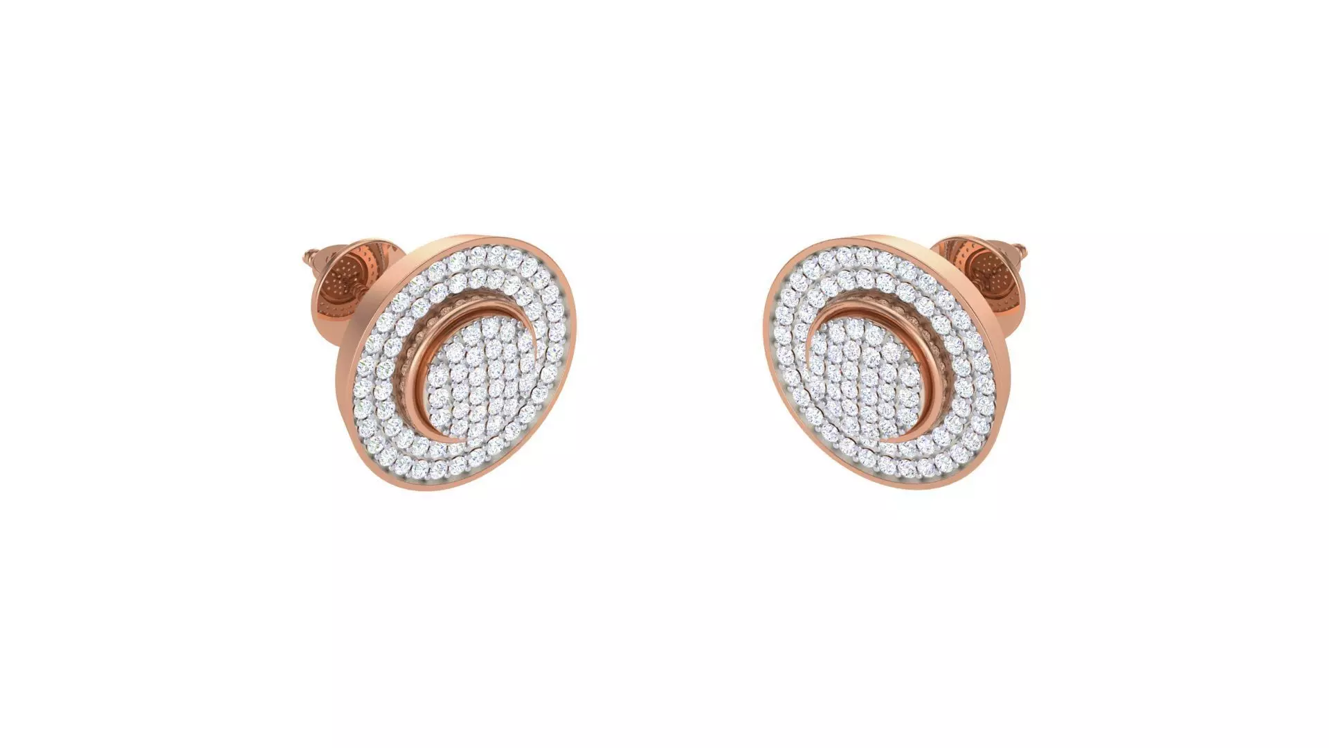 Round Diamond Earrings stl obj mtl 3mf obj gltb glb 3D print model_0