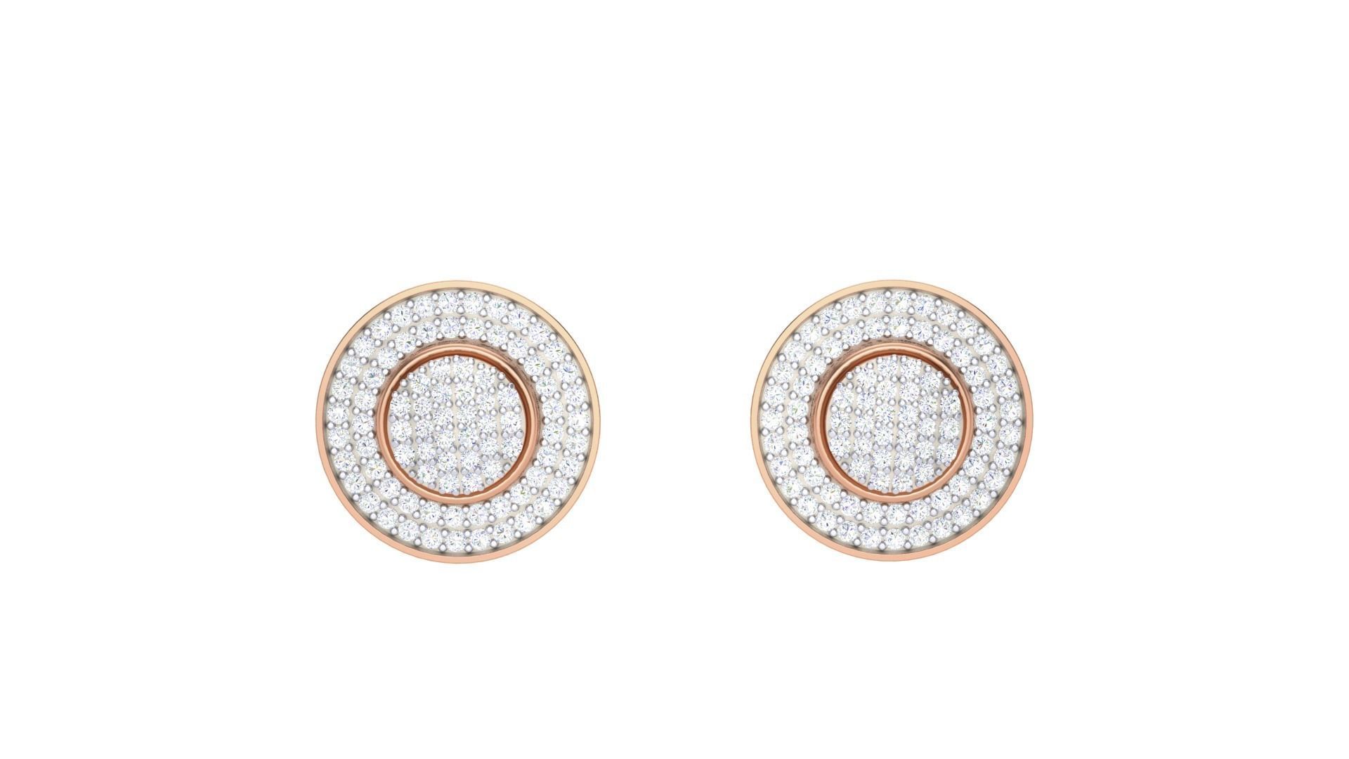 Round Diamond Earrings stl obj mtl 3mf obj gltb glb 3D print model_4