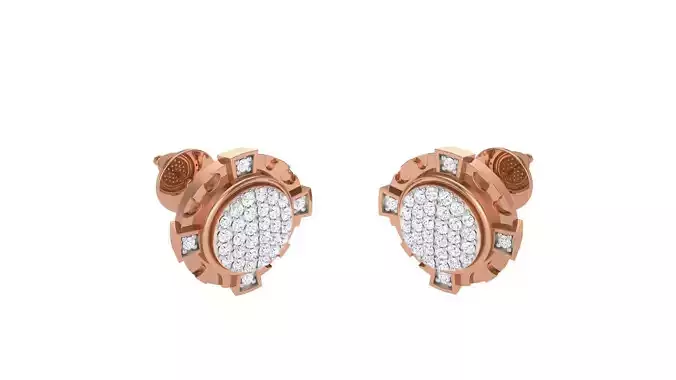 Round Diamond Earrings stl obj mtl 3mf obj gltb glb