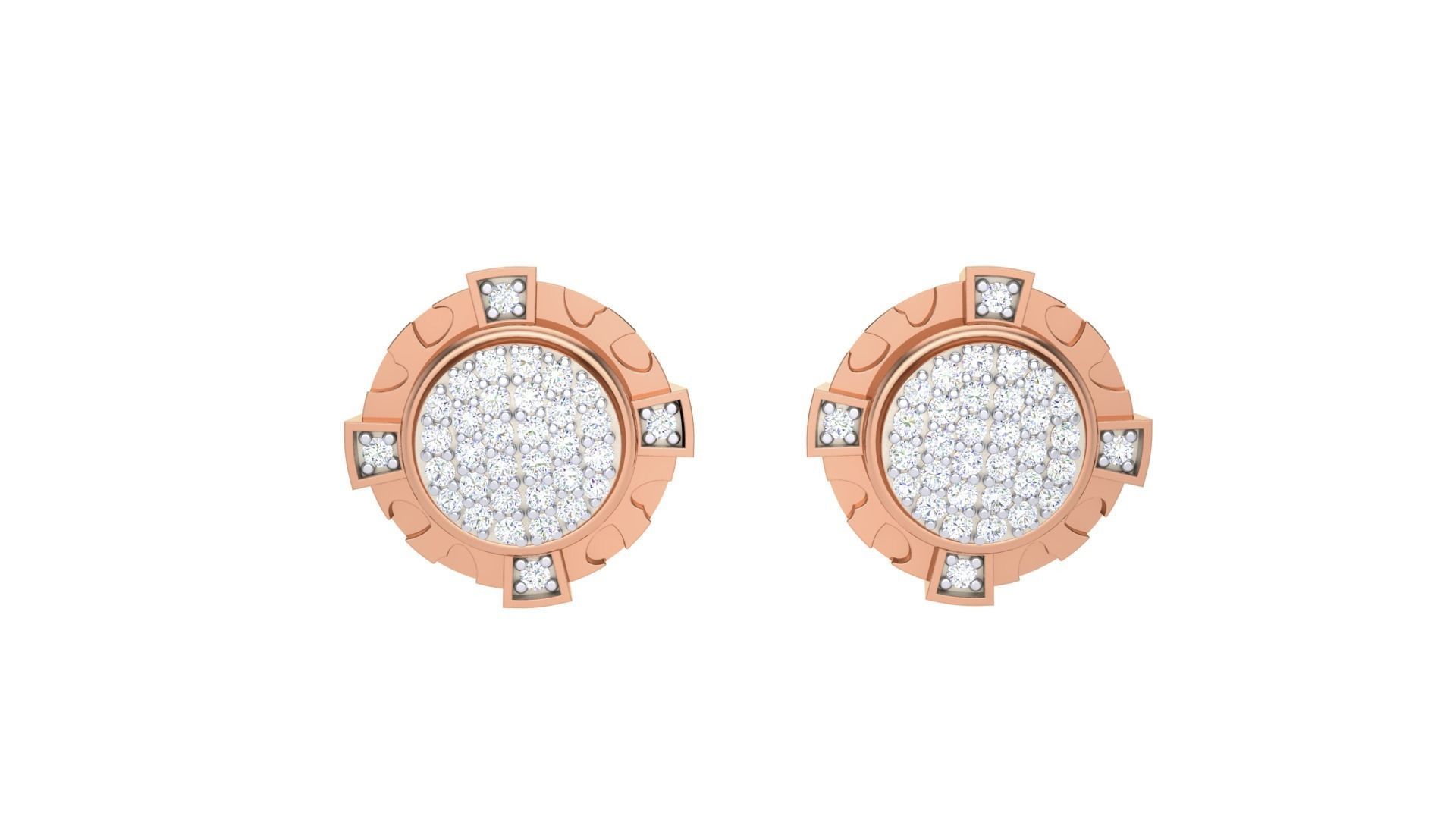 Round Diamond Earrings stl obj mtl 3mf obj gltb glb 3D print model_5