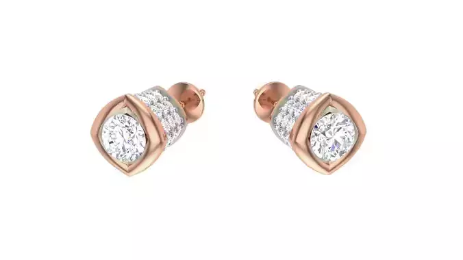 Unisex Solitaire Diamond Earrings stl obj mtl 3mf obj gltb glb