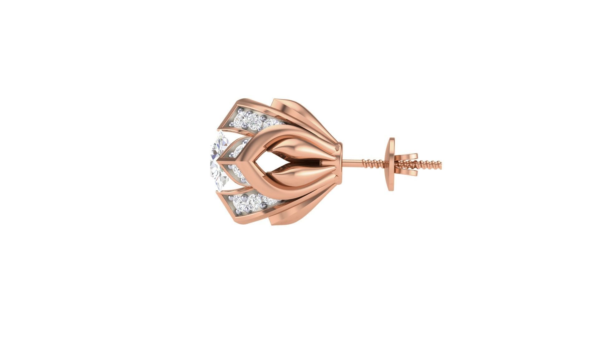 Round Diamond Earrings stl obj mtl 3mf obj gltb glb 3D print model_11