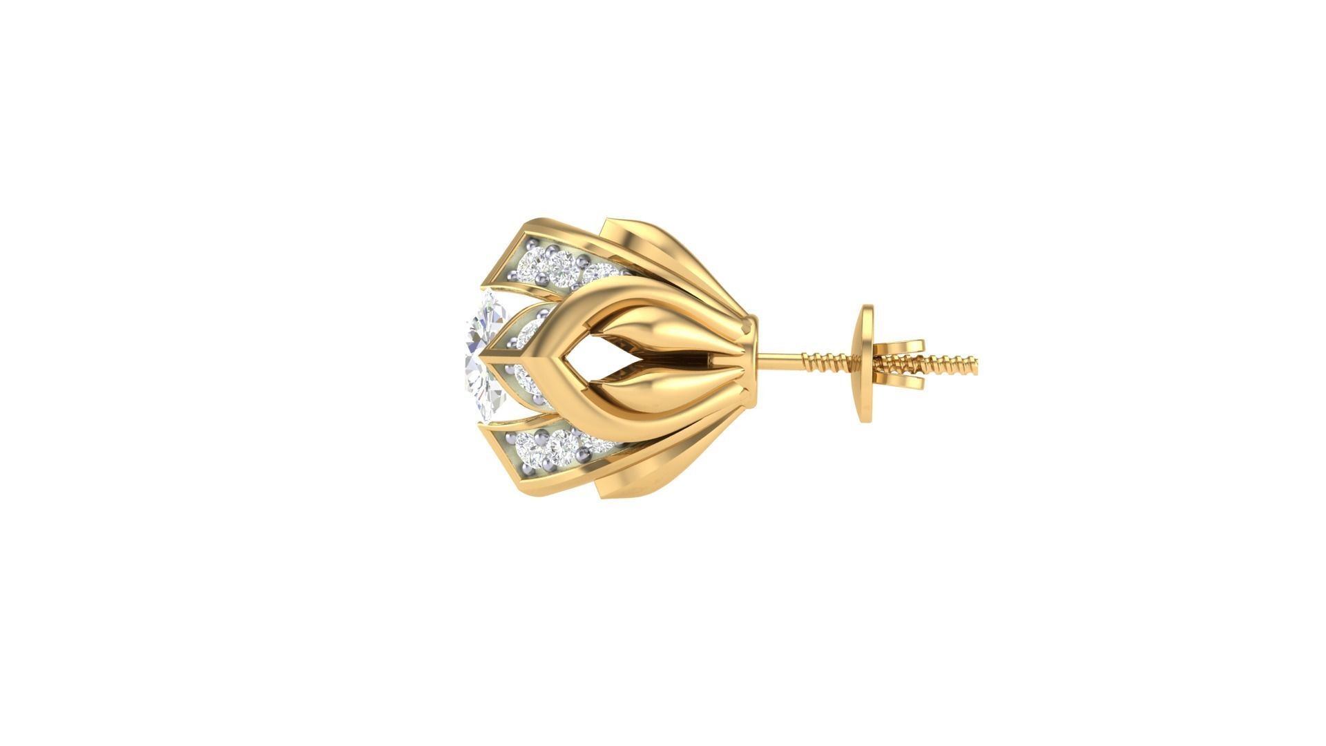 Round Diamond Earrings stl obj mtl 3mf obj gltb glb 3D print model_9