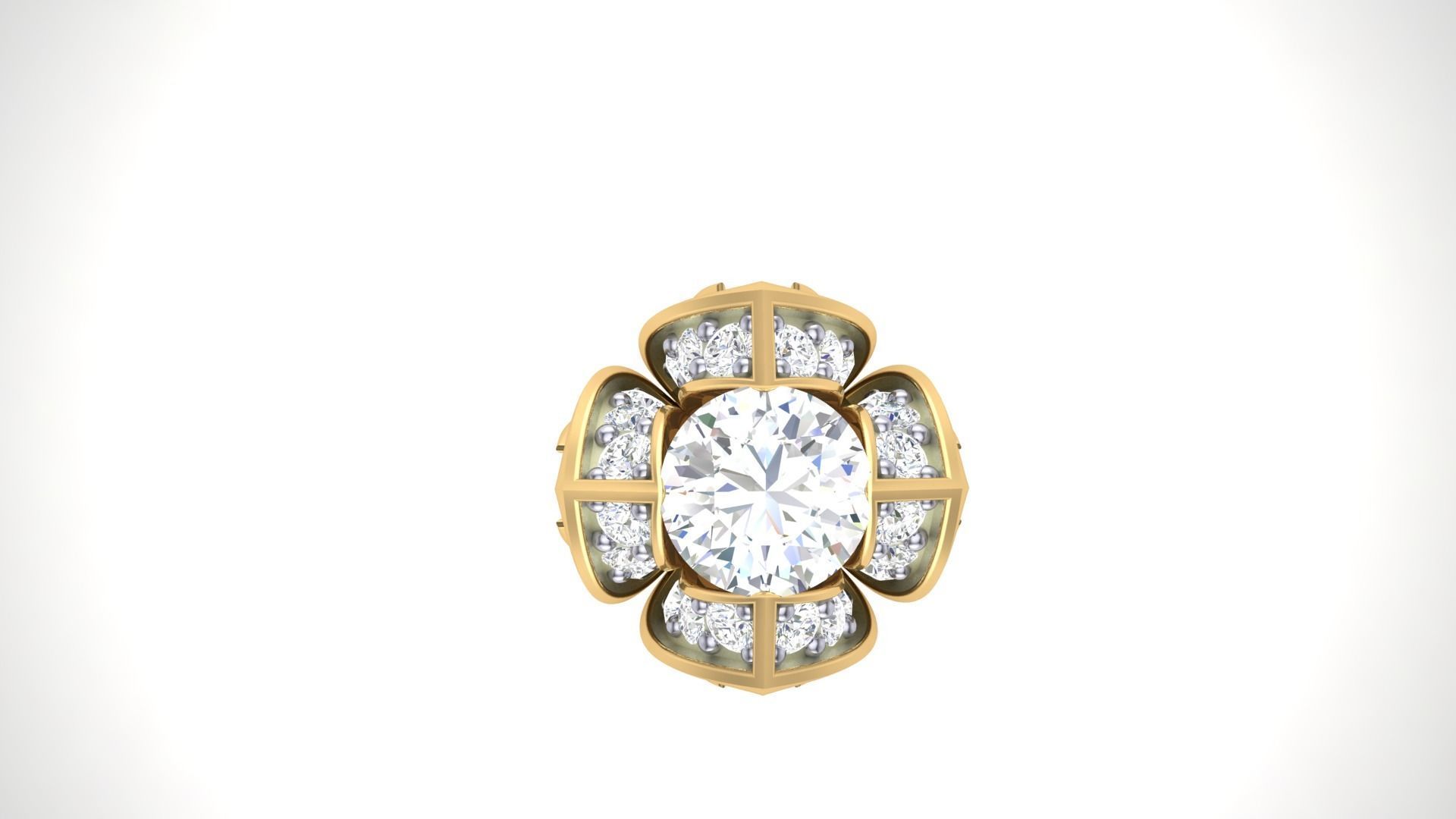 Round Diamond Earrings stl obj mtl 3mf obj gltb glb 3D print model_6