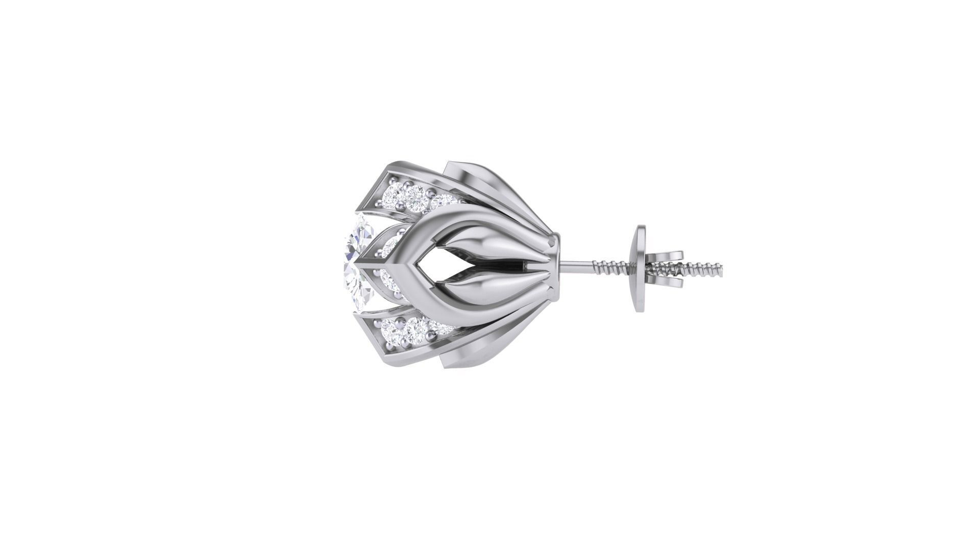 Round Diamond Earrings stl obj mtl 3mf obj gltb glb 3D print model_10